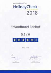 HolidayCheck 2018, Strandhotel Seehof
