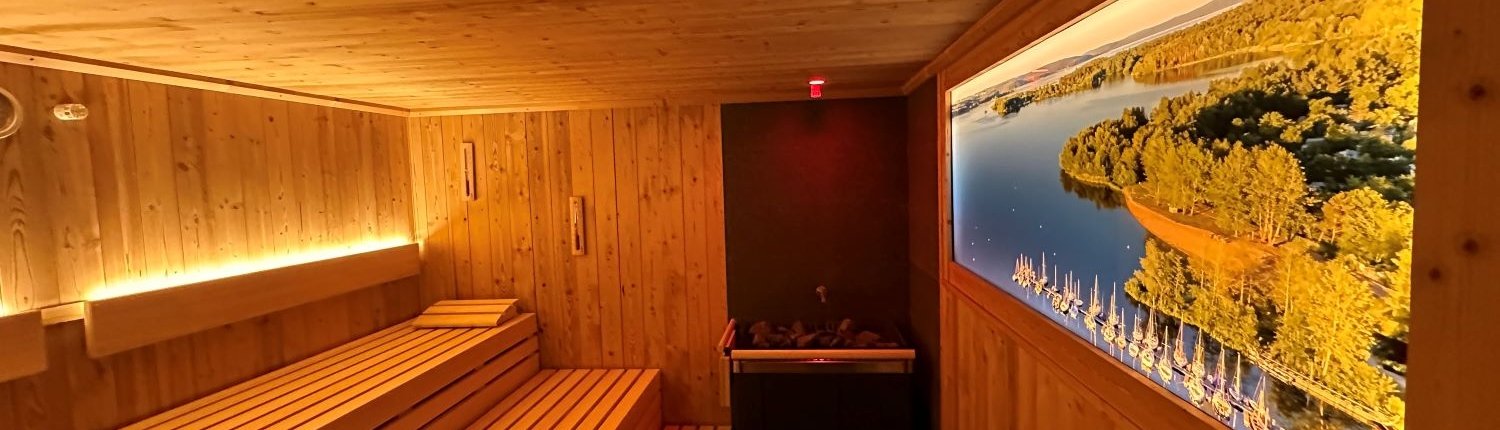 Finnische Sauna mit Panoramabild