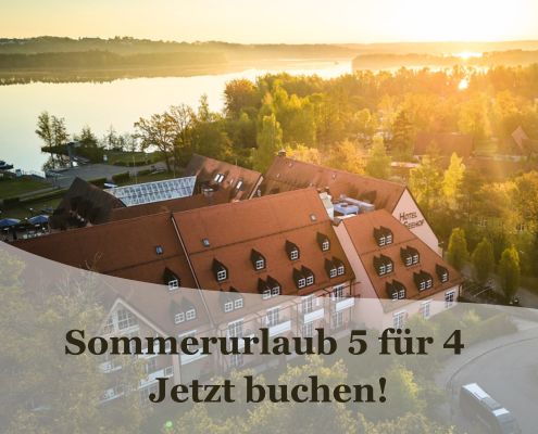 Sommerurlaub 5 für 4 - Luftaufnahme Strandhotel Seehof bei Sonnenaufgang